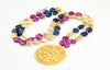 Genieva multicolor coin pearls necklace with gold pendant