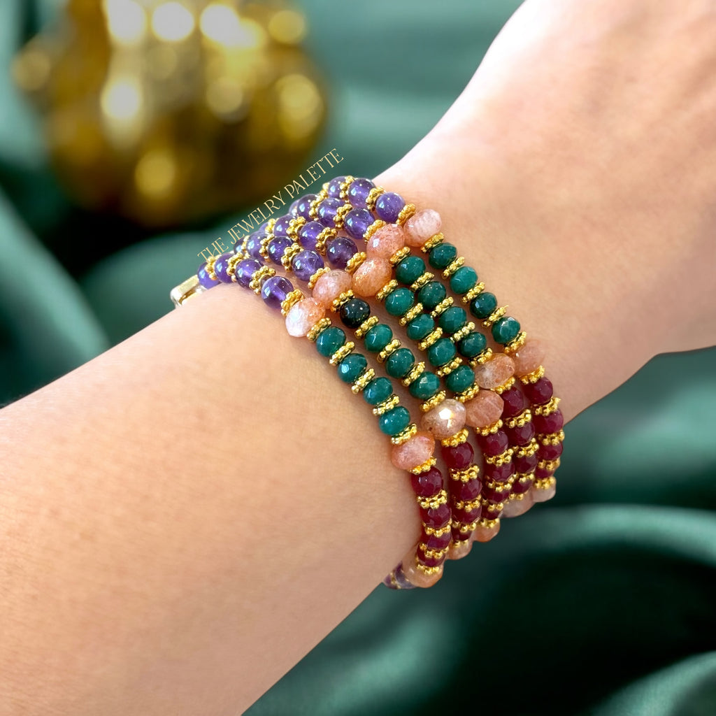 Parvaneh luxe emerald and amethyst multitier bracelet