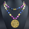 Genieva multicolor coin pearls necklace with gold pendant