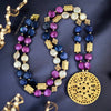 Genieva multicolor coin pearls necklace with gold pendant