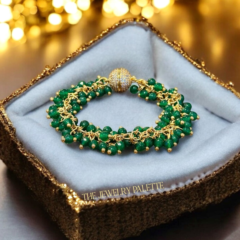 Asna emerald green gemstone cluster necklace