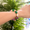 Sophia emerald, amethyst and freshwater pearl bracelet with clasp