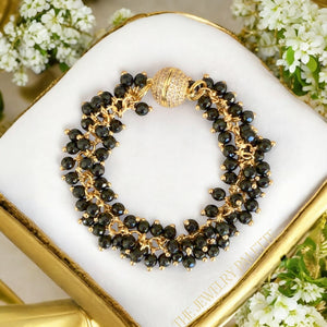 Asna black onyx cluster necklace