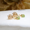 Dania gold leaf with gold edged peridot drop earrings
