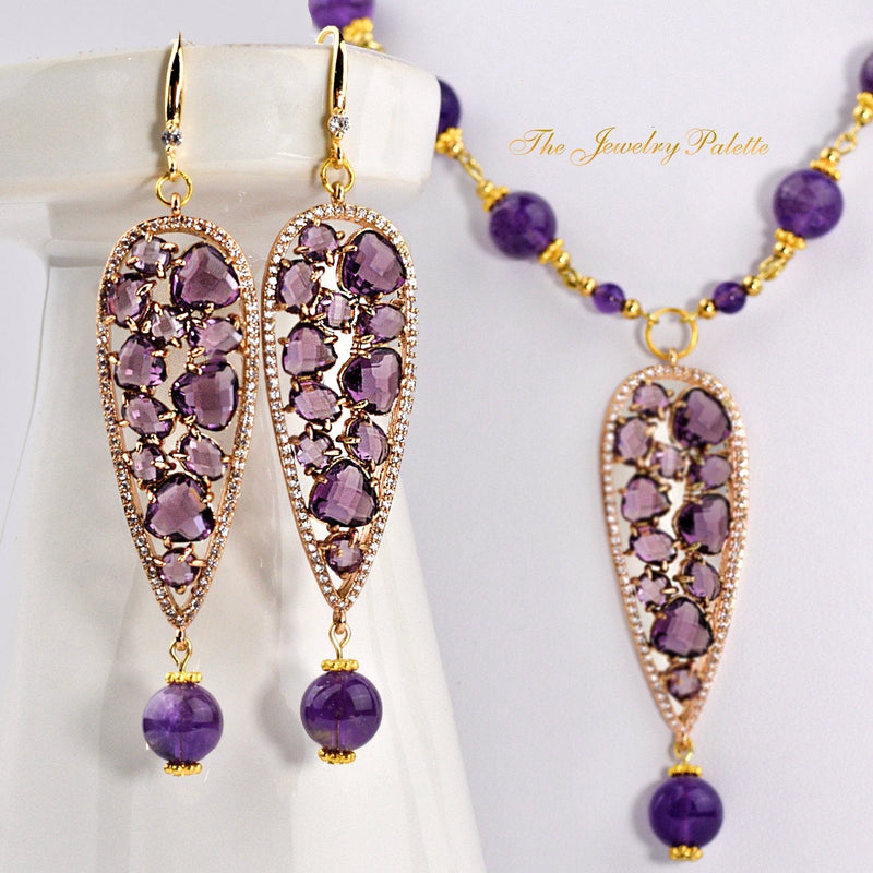 Simra amethyst necklace and earrings