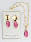 Penelope pink gemstone earrings and necklace