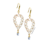 Yara white stones with gold edged turquoise drop earrings - The Jewelry Palette