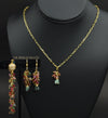 Asna multi gemstone cluster with gold edged emerald pendant - The Jewelry Palette