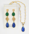 Penelope blue gemstone earrings and necklace