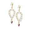 Yara white stones with gold edged amethyst drop earrings - The Jewelry Palette