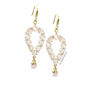 Yara white stones with gold edged Herkimer diamond drop earrings - The Jewelry Palette