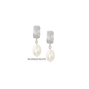 Adelina white freshwater pearl and silver earrings