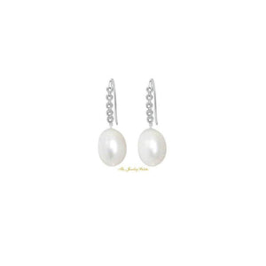 Adele white freshwater pearl and silver earrings