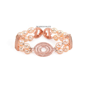 Juliette two tier pink pearl and rose gold bracelet