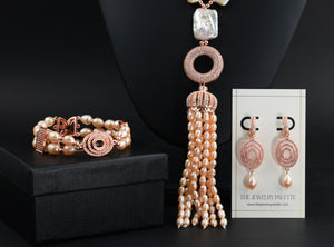 Juliette two tier pink pearl and rose gold bracelet