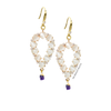 Yara white stones with gold edged ruby drop earrings