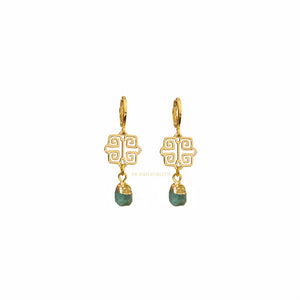 Amal gold filigree with gold edged gemstone drop earrings