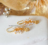 Asna white pearl cluster with gold edged citrine drop earrings - The Jewelry Palette