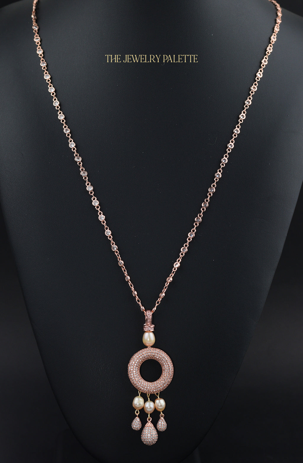 Juliette rose gold chain necklace with pink pearls