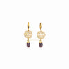 Amal gold filigree with gold edged gemstone drop earrings