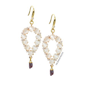 Yara white stones with gold edged tourmaline drop earrings - The Jewelry Palette
