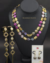 Genieva multicolor coin pearls necklace with gold accents - The Jewelry Palette