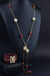 Penelope red gemstone earrings and necklace