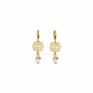 Amal gold filigree with gold edged gemstone drop earrings