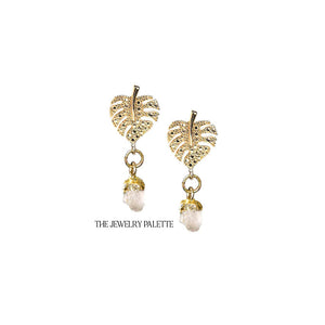 Dania gold leaf with gold edged peridot drop earrings