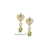 Dania gold leaf with gold edged garnet drop earrings