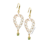 Yara white stones with gold edged moonstone drop earrings - The Jewelry Palette