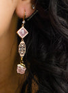 Farah herkimer diamond, filigree and opaque white crystal earrings - The Jewelry Palette