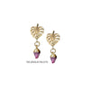 Dania gold leaf with gold edged amethyst drop earrings