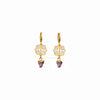 Amal gold filigree with gold edged gemstone drop earrings