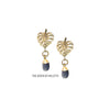 Dania gold leaf with gold edged aquamarine drop earrings
