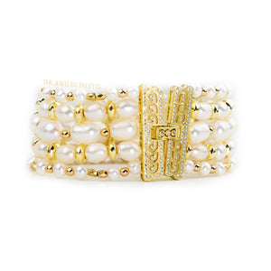 Noor luxe pearl and gold multitier bracelet