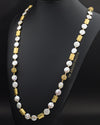 Genieva white coin pearl necklace with gold accents - The Jewelry Palette