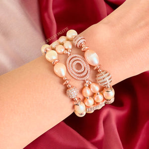 Juliette two tier pink pearl and rose gold bracelet