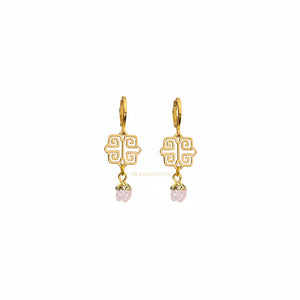 Amal gold filigree with gold edged gemstone drop earrings