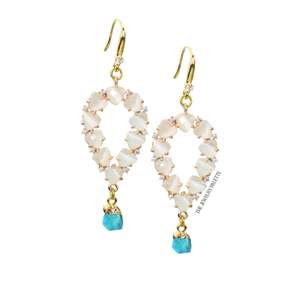 Yara white stones with gold edged emerald drop earrings - The Jewelry Palette