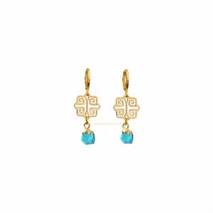 Amal gold filigree with gold edged gemstone drop earrings