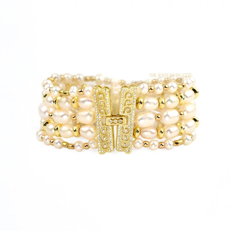 Noor luxe pearl and gold multitier bracelet