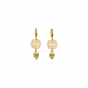 Amal gold filigree with gold edged gemstone drop earrings