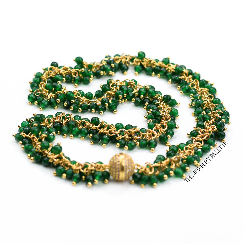 Asna emerald green gemstone cluster necklace - The Jewelry Palette