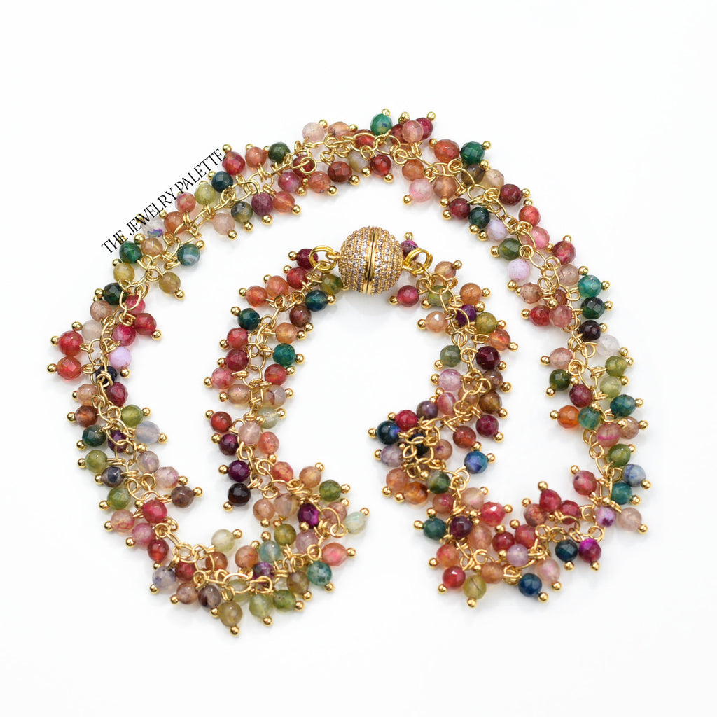Asna multi gemstone cluster necklace - The Jewelry Palette