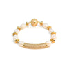 Marjaan white freshwater pearl bracelet with gold centerpiece