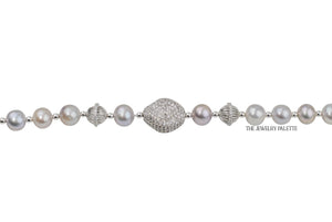 Celine grey freshwater pearl bracelet with silver centerpiece