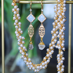 Farah emerald, filigree and dark green crystal earrings - The Jewelry Palette