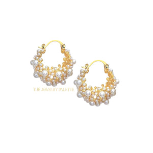 Ela white pearl hoop earrings