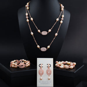 Juliette two tier pink pearl and rose gold bracelet